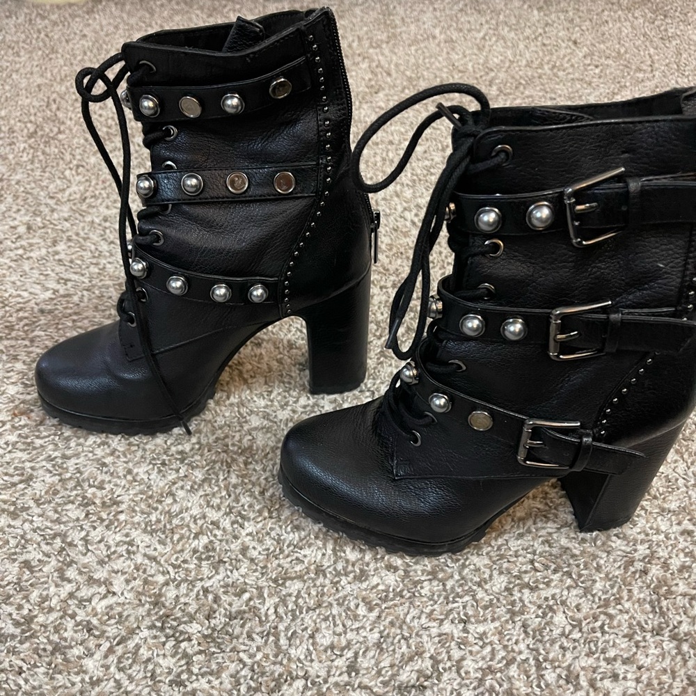 Karl Lagerfeld Black‎ Boots with Stud Accents size 7